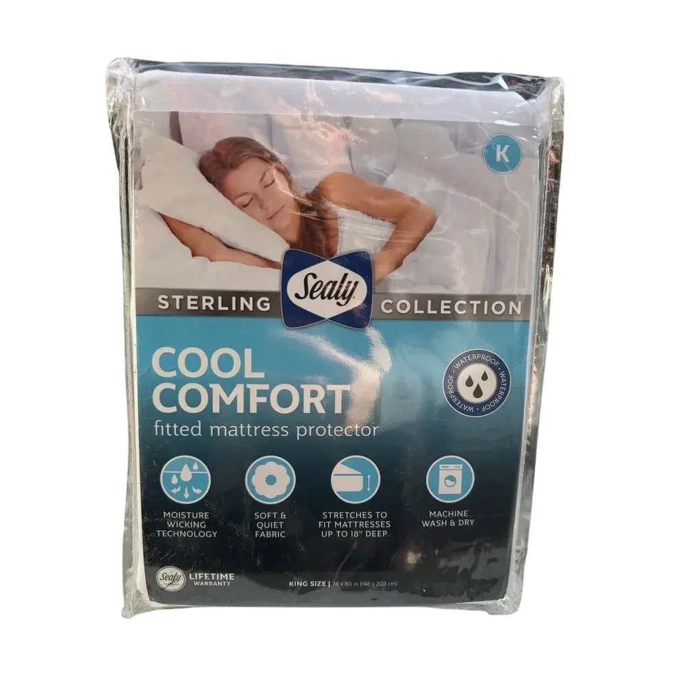 Sealy Sterling Collection Cool Comfort King Fitted Mattress Protector White